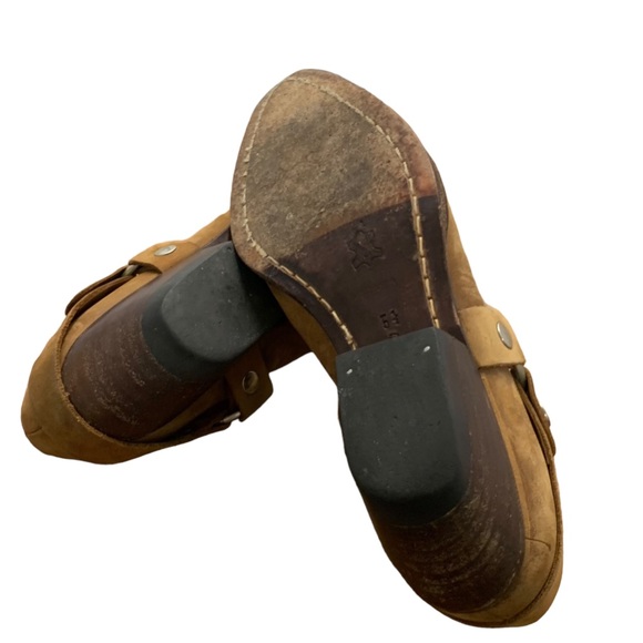 Vintage harness western cowgirl cowboy brown leather ankle boots booties shoes - Picture 5 of 7